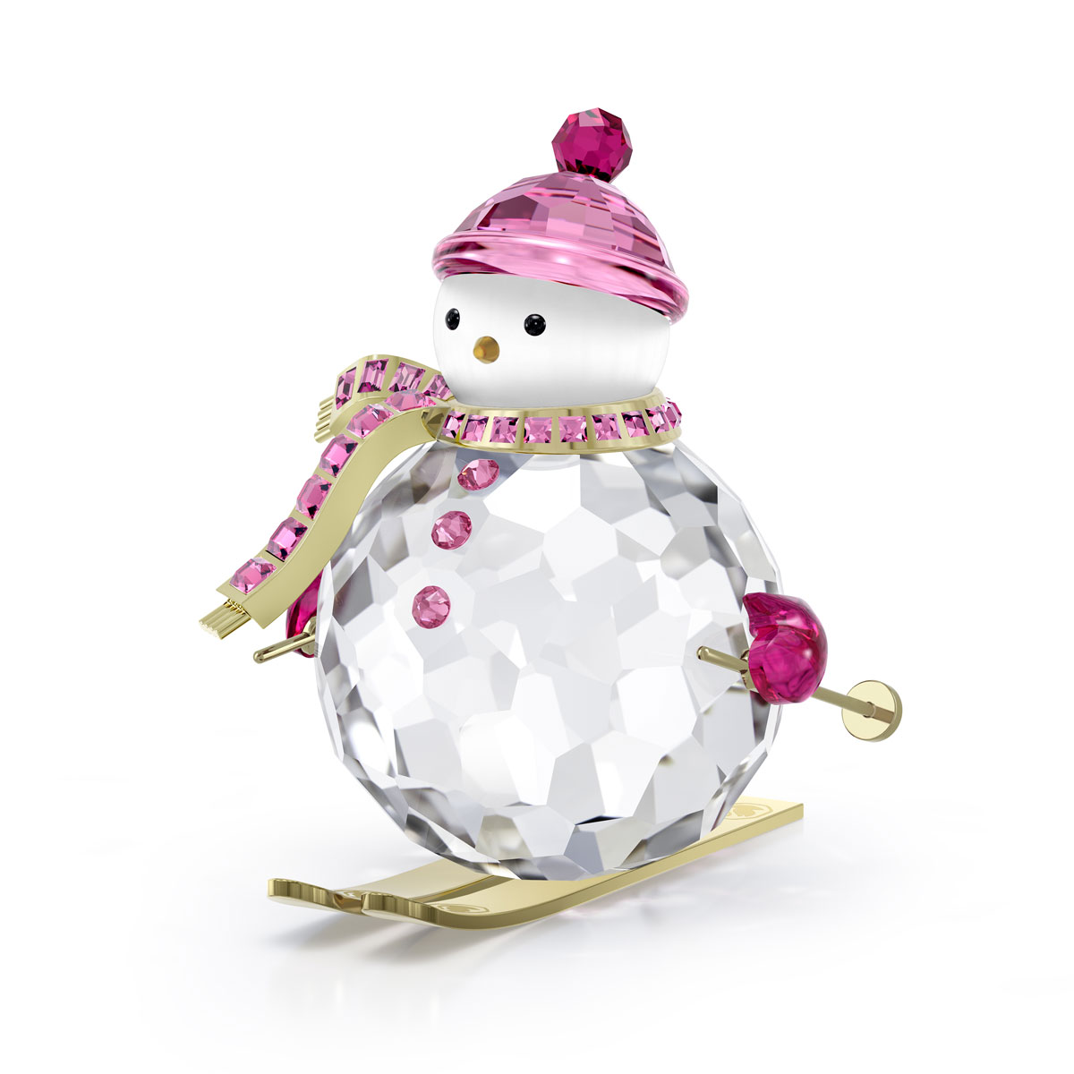 Swarovski Holiday Cheers Dulcis Snowman with Pink Accents on Skis